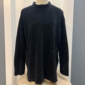 Metropolitan New York 10001 Black Velvet Sweater Women's Size XL‎ Mock Neck